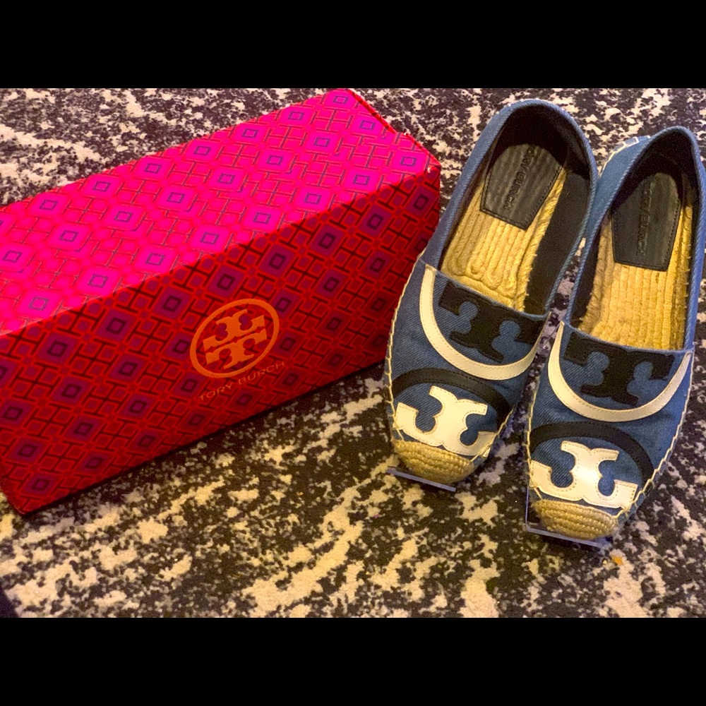 Denim Poppy Espadrille Canvas/Calf Leather